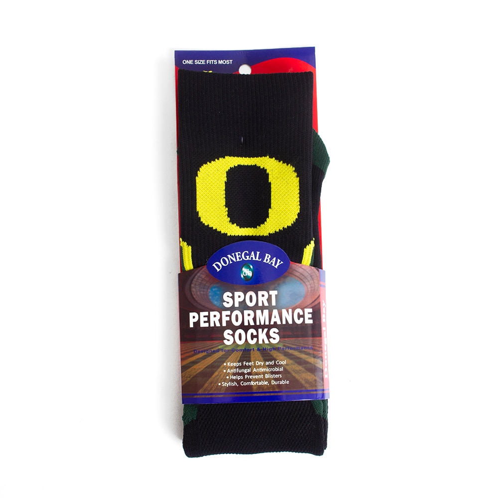 Classic Oregon O, Donegal Bay, Black, Crew, Accessories, Unisex, Performance, Sock, 733995